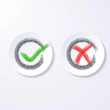 Modern check mark stickers Illustrazione stock