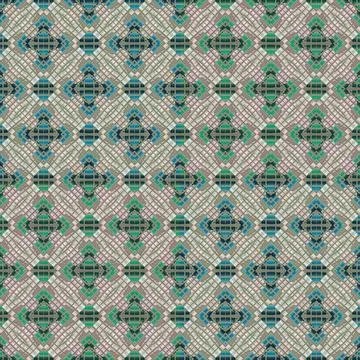 Modern Check Seamless Pattern Mosaic Digital abstract geometric mirrored s... Stock Photos