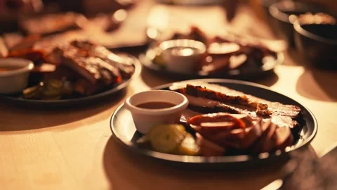 Modern Chef Prepares Barbecue BBQ Brisket Ribs Meats Cinematic Travel Stockbeeldmateriaal 280507967