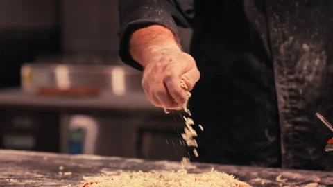 Modern Chef Prepares A Pizza At Brewery Restaurant Dinner Cinematic Stockbeeldmateriaal 280508571