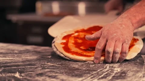 Modern Chef Prepares A Pizza At Brewery Restaurant Dinner Cinematic Video stock 280508581