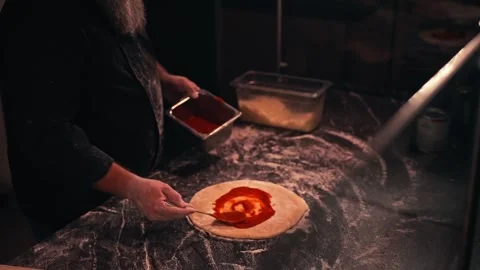 Modern Chef Prepares A Pizza At Brewery Restaurant Dinner Cinematic Stock Footage 280508582