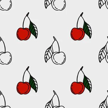 Modern cherry pattern design for textile and wrapping paper uses Stock Illustration