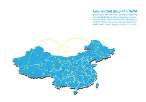 Modern of china Map connections network design, Best Internet Concept of chin Stock Illustration