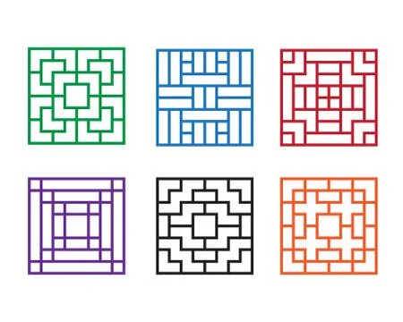 Modern Chinese pattern window in square concept Stock Illustration
