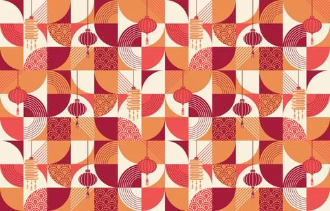 Modern Chinese Seamless Pattern Background EPS Vector - 01 - 06 - Master Stock Illustration