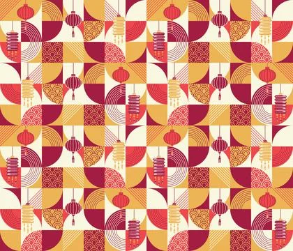 Modern Chinese Seamless Pattern Background EPS Vector - 01 - 06 - Master Stock Illustration