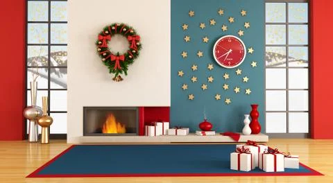 Modern christmas interior Stock Illustration