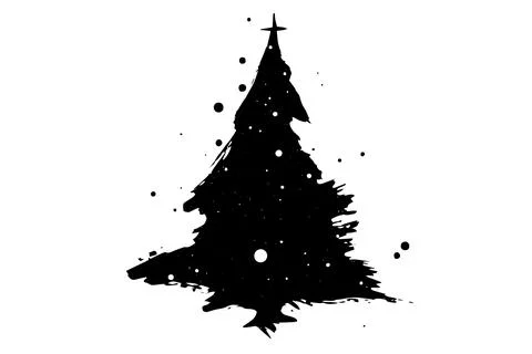 Modern Christmas Tree: Grunge Vector Sketch with Abstract Spray Paint Design. Stock Illustration