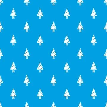 Modern christmas tree pattern seamless blue Stock Illustration