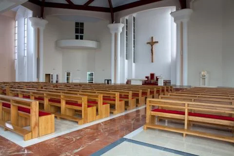 Modern chuch interior Stock Photos