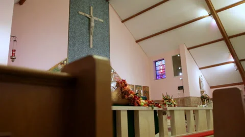 Modern Church During the Fall Video stock 35824997