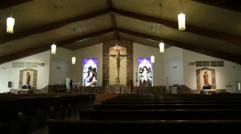 Modern Church Interior Dolly Stock Footage