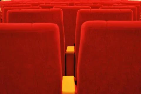 Modern cinema hall empty and red comfortable seats Stock Photos