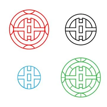 Modern Circle Chinese pattern window frame Stock Illustration