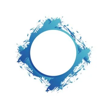 Modern circle frame blue and splash vector design Illustrazione stock