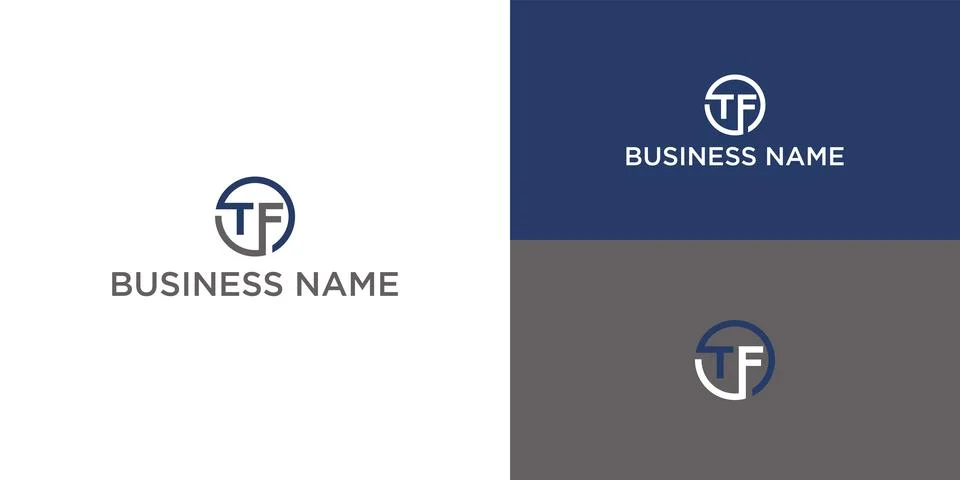 Modern Circle Monogram TF Logo Design Stock Illustration