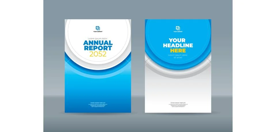 Modern circle shape blue and white background. A4 size book cover template .. Stock Illustration