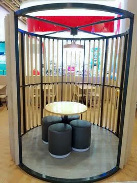 Modern Circle: Unique Booth with Seating Arrangement Stock Photos