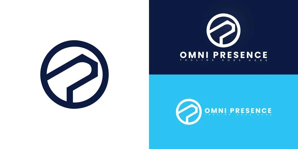 Modern circle vector initial letter OP or PO logo in blue color Stock Illustration