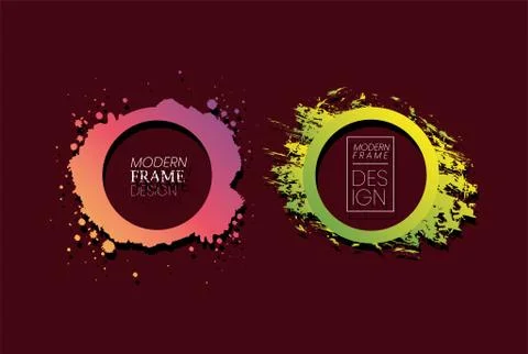 Modern circles frames green and pink splash vector design Illustrazione stock