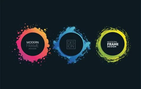 Modern circles frames green blue and pink splash vector design Stock Illustration