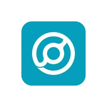 Modern circular abstract icon on turquoise background representing unity an.. Stock Illustration