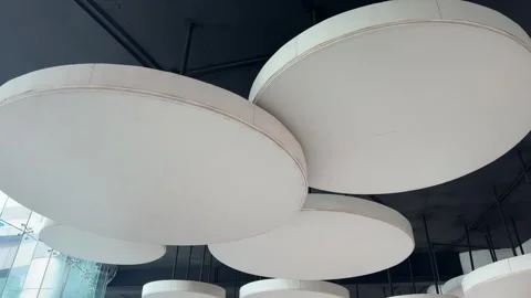 Modern Circular Ceiling Design Inside Shopping Mall Interior Stock Footage 338040880