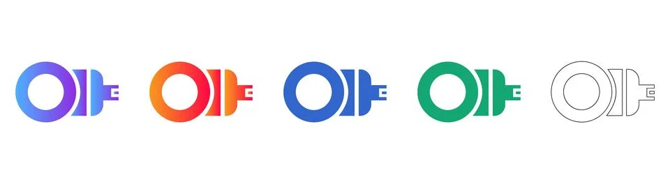 Modern Circular Connector Icon Set Stock Illustration