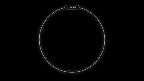 Modern circular frame with segmented lines and live notification on black b.. 스톡 동영상 335826334