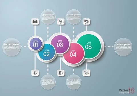 Modern Circular Infographic with 5 Steps Stock Illustration