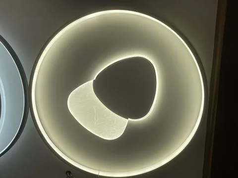 Modern Circular LED Ceiling Light with Abstract Inner Glow. Stock Photos