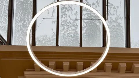 A Modern Circular Pendant Light Designed for an Artistic and Aesthetically .. Stock Photos