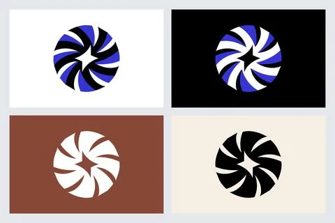 Modern Circular Star Logo Design Set Stock Illustration