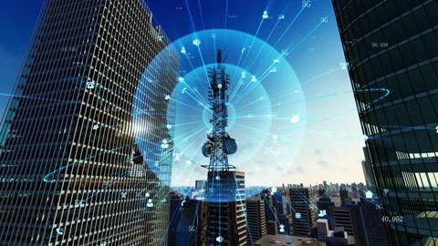 Modern City 5G network communication Stock Footage 288073759