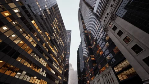 Modern city architecture of Skyscrapper against sky Stock Footage
