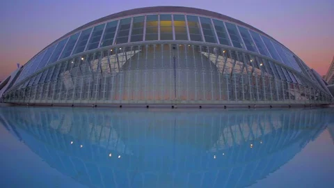 Modern City of Arts and Sciences Museum at Dusk - Valencia Spain Stock Footage 73254705