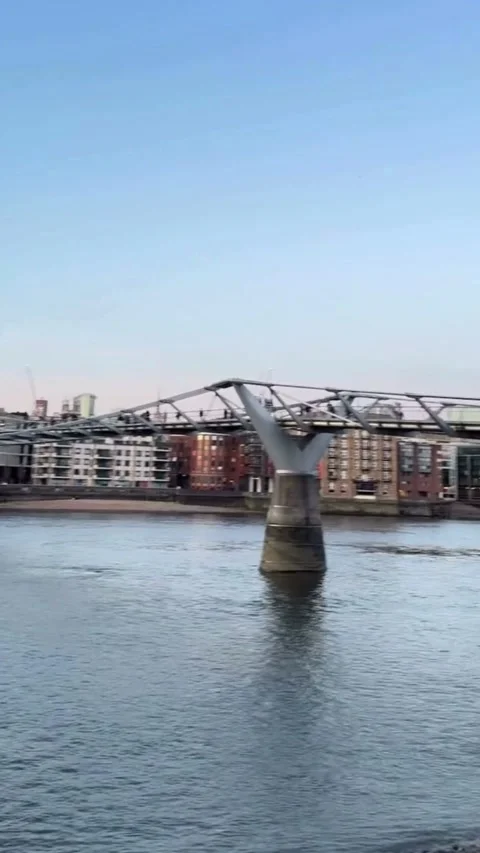 Modern City Bridge Over River Stock Footage 331439729