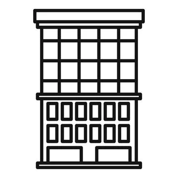 Modern city building facade with multiple windows, minimalist line art Stock Illustration