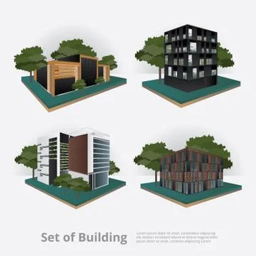 Modern City Building Perspective Vector Illustration Illustrazione stock