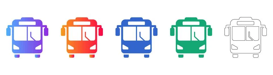 Modern City Bus Front View Icons Stock Illustration