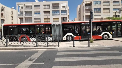 Modern City Bus Operating on Urban Streets in Agadir, Morocco – June 27, 2026 Stock Footage 337702202