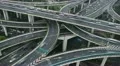 Modern City Busy Street Crowded Road Cars Crossing Elevated Bridge Highway Lanes HD Footage