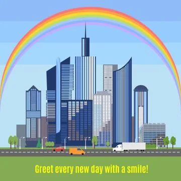 Modern city with developed infrastructure. Vector illustration Stock Illustration