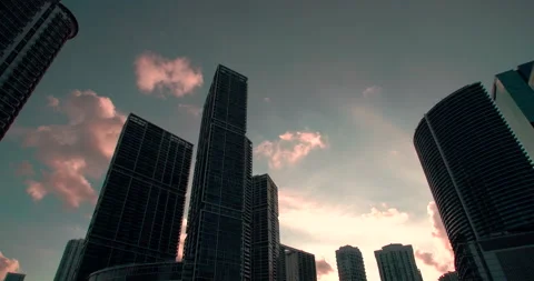 Modern City During Dusk Sunset Brickell Miami Stock Footage 159237488