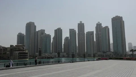Modern city elevator ascending skyscraper Dubai city centre, UAE Stock Footage 70432433