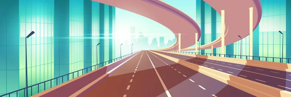 Modern city empty freeway, junction cartoon vector 스톡 일러스트