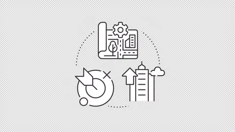 Modern city evolution models animated line concept icon set Stock Footage 346716266