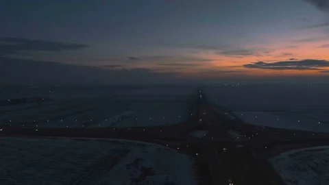 Modern city highway at sunset Stock Footage 79799006