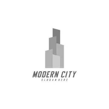 Modern City Logo Design Vector Template, Real estate Logo Concept, Emblem, De Illustrazione stock
